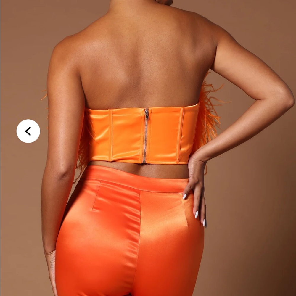 Fashion Nova Orange Feather Crop Top Size XS - Picture 2 of 8